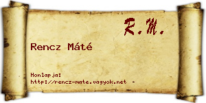 Rencz Máté névjegykártya